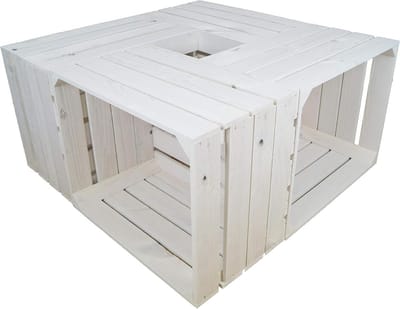 Set van 4 Massieve Houten Fruitkisten Ideaal als Opbergbox of Tafel (Wit)