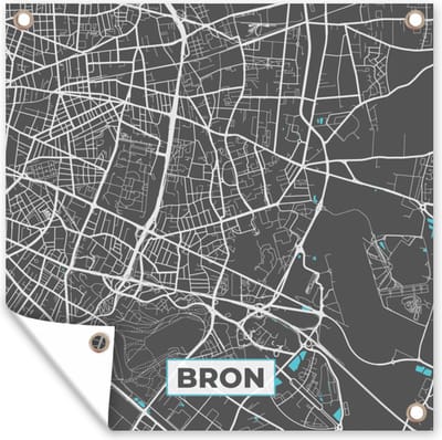 Tuin poster Bron - Frankrijk - Plattegrond - Kaart - Stadskaart - 200x200 cm - Tuindoek