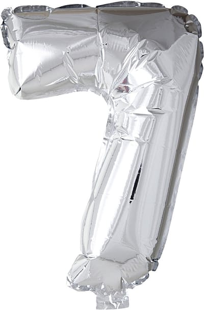 Folieballon , 7, H: 41 cm, zilver, 1 stuk
