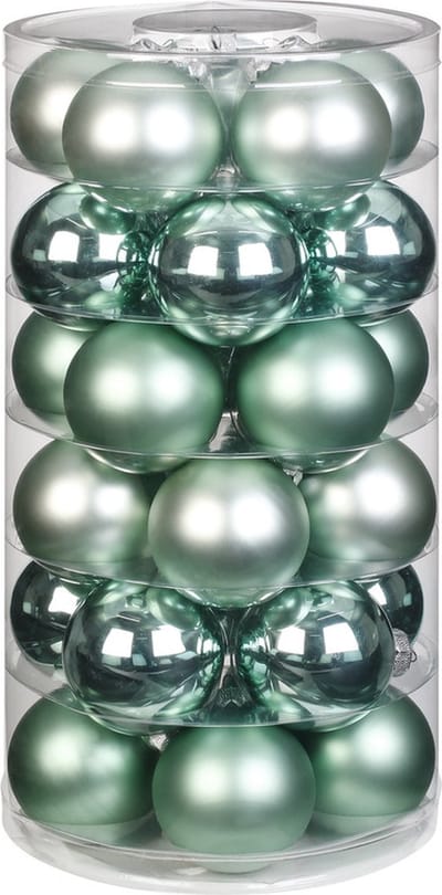 Inge Christmas Kerstballen - 30x st - mintgroen - D6 cm - glas - mat/glans - kerstversiering