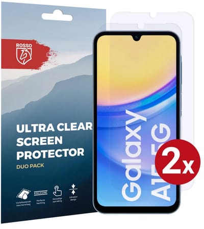 Rosso Screen Protector Ultra Clear Duo Pack Geschikt voor Samsung Galaxy A15 5G | TPU Folie | Case Friendly | 2 Stuks