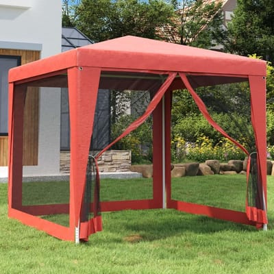 Partytent met zijwanden - Feesttent Gazebo - Buitenfeesten Bescherming - Waterdicht HDPE Frame - 2.5 x 2.5 Meter - Rood