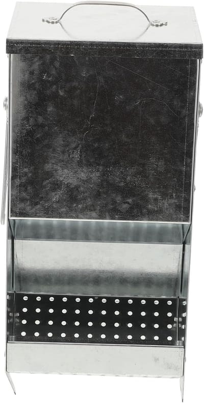 Voerbak Metaal - Hooihouder Dier - Dieren Voeren - Magnetisch Deksel - 650 ml Inhoud - Zilver