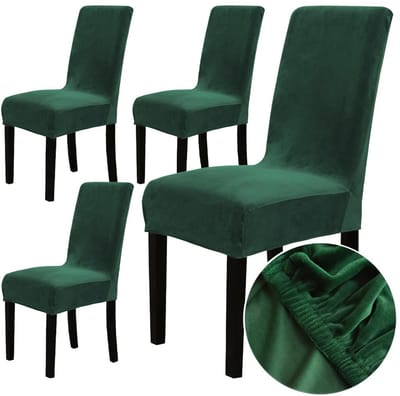 Unyqoos ® Set van 4 Luxe Fluweel Stretch Stoelhoezen voor Diverse Gelegenheden en Stoeltypes