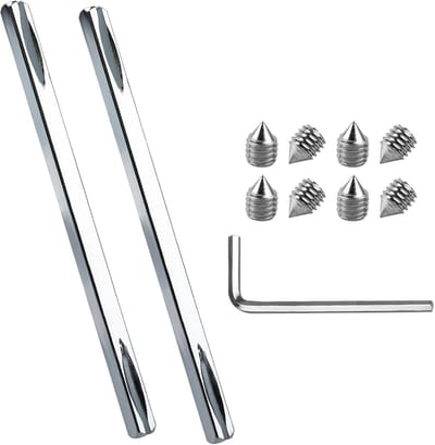 2x Vierkantstift 8x150 mm Staal voor Deurkruk en Binnendeurslot - Inclusief Montage Schroeven