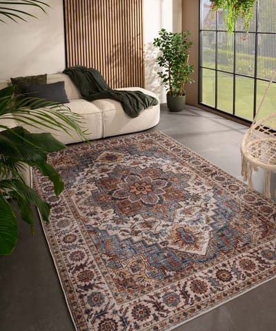 Vintage buitenkleed - Valenca Brio beige/lichtblauw 200x290