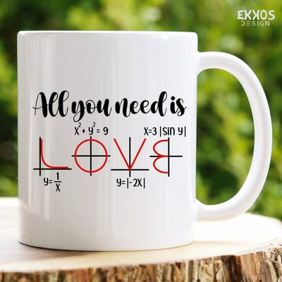 All U Need Is Love Math - Valentijdag - Moederdag cadeau - Vaderdag cadeau - Koffiemok - Koffiekopjes - Mok en bekers - Mok met tekst - Valentijn cadeautje voor haar - Valentijdag cadeau - Valentijn Mok - Couple Mokken