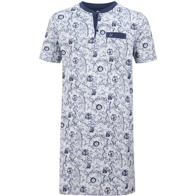 Jan Vanderstorm herren Nachthemd - 52/54 - blauw - Plus Size