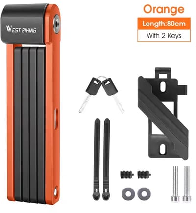WEST BIKING Oranje Opvouwbaar fietsslot Beveiliging Anti-diefstal Fietsslot MTB Wegfietsaccessoires Scooter Elektrisch fietskettingslot