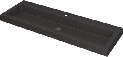 INK Dock wastafel quartz met 1 kraangat, 120x6x40cm, quartz zwart