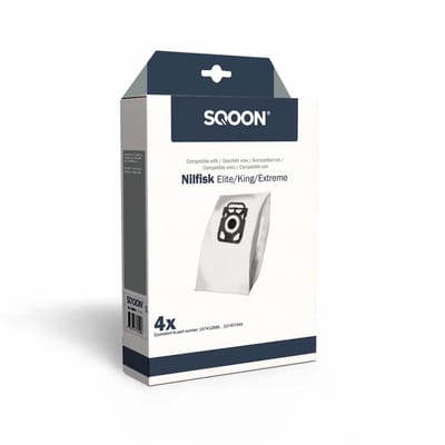 SQOON® (SQ28) Stofzuigerzakken geschikt voor Nilfisk Elite/King/Extreme - Gelijk aan model: 107412688 / 107407940 - 4 stuks