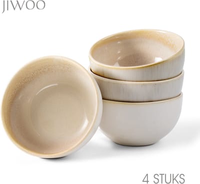 Set van 4 Kommen (Ø13,5cm / 580ml) Ontbijtkommen, Mueslikom, Soepkom, dubbel reactief glazuur, serviesset 4 persoons, Geschikt voor restaurants, familiefeesten, banketten en picknicks, Magnetron-vaatwasserbestendig, Keramiek