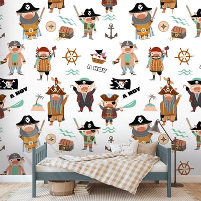 Fotobehang Profhome 391911-GU vliesbehang hardvinyl warmdruk in reliëf glad met kinder patroon mat crème bruin roze zwart 1,59 m x 2,8 m