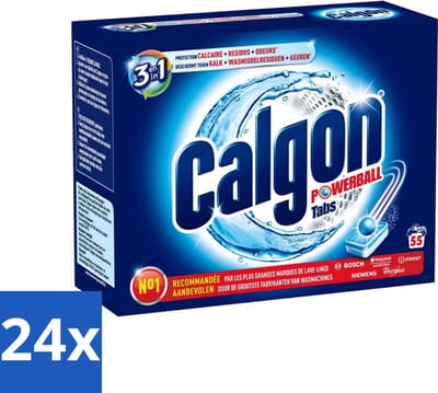Calgon - Wasmachinereiniger - Tegen Kalkaanslag / Wasmiddelresten / Geuren - 55 Tabletten - Voordeelverpakking - 24 stuks