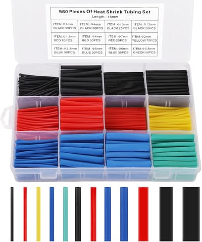 Thijox - 560 stuks Kabel Krimpkousenset, 11 Maten Zwart Krimpkous met 2:1 Krimpverhouding, Isolatie voor Draad, Kabels en Verbindingen, Voor Thuis en