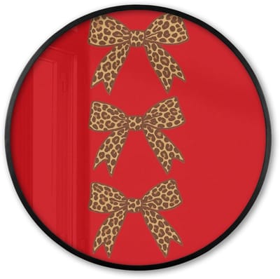 Poster in lijst Rond - Fotolijst 60x60 cm - Posters - Strikken - Panterprint - Rood - Ronde posterlijst zwart - Decoratie - Wanddecoratie woonkamer - Muurdecoratie slaapkamer