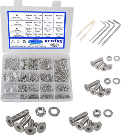 1065-delige M2 M3 M4 M5 schroeven set - roestvrij staal 304 met moeren en sluitringen
