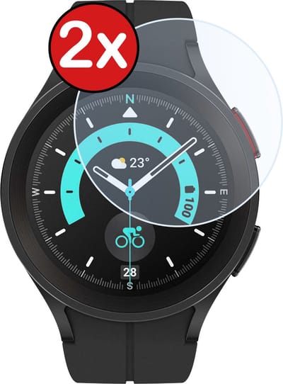 Screenprotector - 2 Stuks - Geschikt voor Samsung Watch 5 Pro 45 mm - Sterk & Shockproof - Tempered Glass - Gehard Glas - Beschermglas Screen Cover - Bescherm Protector voor Smartwatch