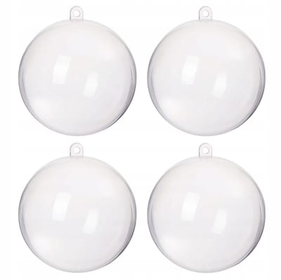 4x Acryl Kerstballen Transparant 10cm - Zelf Decoreren