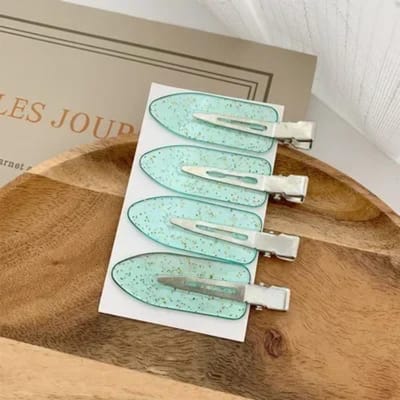 Lot de 4 pinces à cheveux sans couture rose cerise pour femmes et filles, jolies et sans courbure, style bec de canard, accessoire de coiffure vert