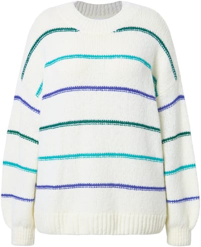 Studio Untold - Dames - Pullover oversized grof breisel kleurrijke strepen - Klassiek off-white - Maat 46+