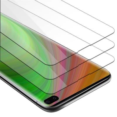 Cadorabo 3x Screenprotector geschikt voor Samsung Galaxy S10 PLUS - Beschermende Pantser Film in KRISTALHELDER - Getemperd (Tempered) Display beschermend glas in 9H hardheid met 3D Touch