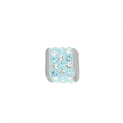 Blinx Jewels Zilveren Hanger Blauwe Kubus Steentjes Strass