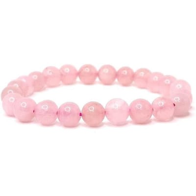 Armband Rozenkwarts Natuursteen Lithotherapie - Kralen Van 8 Mm - Frans Merk - Vrouw En Man - Mineralen Stenen S[n2715] white