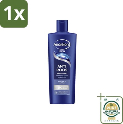 1 x Andrélon – Shampoo – Anti Roos Men – 400 ml- Anti-roos Shampoo - Roosvrij Haar - Vitamine B3 Shampoo - Bergamot Geur - Mannelijk Haar