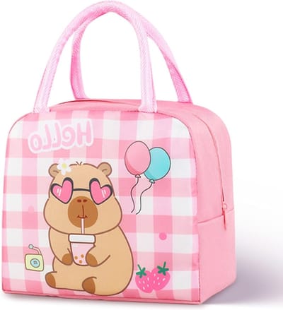 Isolerende Lunchtas, Lekvrij met Haken, Voor Kinderen en Volwassenen, Draagbare Picknicktas, Roze, Ideaal voor School en Werk