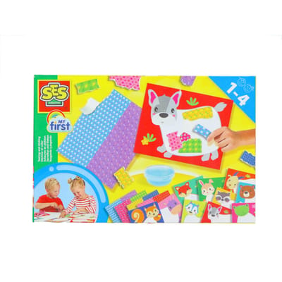 SES Creative - My first - Scheuren en plakken - 10 grote vellen om te beplakken - 4 vellen om te scheuren en te lijmen – dieren - collages maken - knutsel speelgoed 1 tot 4 jaar