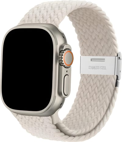Innerlight® Nylon+ - Creme Wit Geweven - 38/40/41mm - Nylon bandje geschikt voor Apple Watch - Geschikt als Apple watch bandje voor Series 1/2/3/4/5/6/7/8/9/ 10 42mm/ 11 42mm/SE