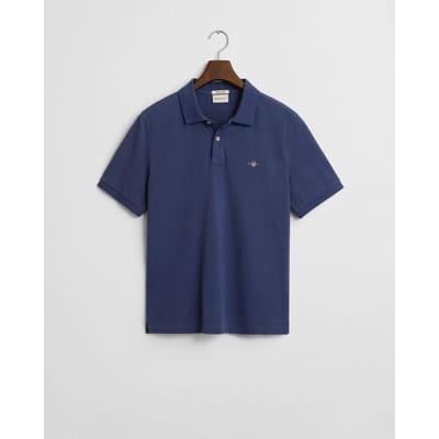 Gant Polo Fine Shield Short Sleeve Piqué Uni Dusty Navy / male