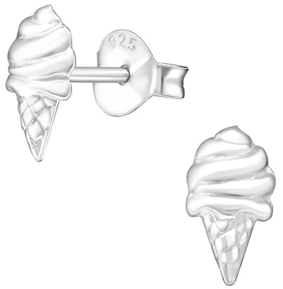 Joy|S - Zilveren ijsje oorbellen - 5 x 8 mm - zilver - oorknoppen voor kinderen