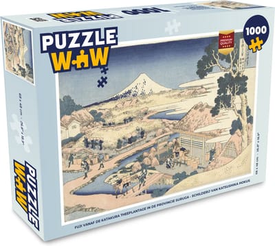 Puzzel Fuji vanaf de Katakura theeplantage in de provincie Suruga - Schilderij van Katsushika Hokusai - Legpuzzel - Puzzel 1000 stukjes volwassenen