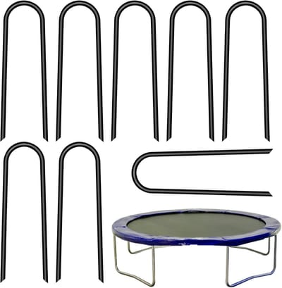 U Stakes Grond - Tentpalen Staal - Buiten Verankeren - Heavy Duty Staal - 8 Stuks 29cm - Zilver Zwart