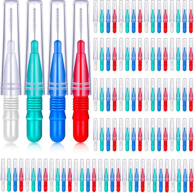 Interdentale Borstels - Tandenstokers Tandflos - Mondhygiëne Verbeteren - Verwijdert Tandplak - 100 stuks - Rood Blauw Wit Groen