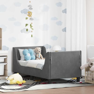 vidaXL - Peuterbedframe - met - hoofdboard - Donkergrijs - 70 - x - 140 - cm - Fluweel