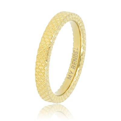 My Bendel - Goudkleurige Ring met Slangenhuid 3 Mm - Goudkleurige Ring met Slangenhuid - Edelstalen Aanschuifring - met Luxe Cadeauverpakking | Sieraden Voor Dames | Maat 16.00 Mm / Maat 50