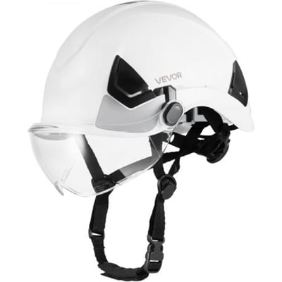 VEVOR Veiligheidshelm ANSI/ISEA Z89.1 goedgekeurd met vizier en 6-punts ratelbevestiging, verstelbare industriële helm, geventileerde bouwhelm, werkhelm voor industriële bouw, werkkleding