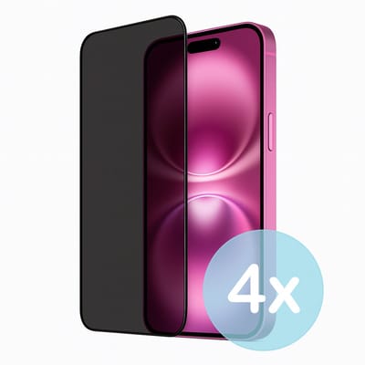 Privacy Screenprotector Geschikt voor iPhone 16 Plus – Anti-Gluren – Krasbestendig Gehard Glas 9H – Volledige Dekking – 4-Pack – FuturiQ