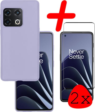 Hoesje Met 2x Screenprotector - Geschikt voor OnePlus 10 Pro - Sterk & Shockproof - Back Cover - Siliconen Case - Telefoon Hoes - Lila