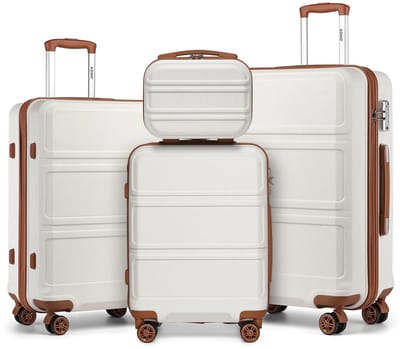 NaevaMi koffers - Kofferset - Kofferset 4 delig - Koffer Handbagage - koffer organizer set - S 28x21x15cm - M 55x40x22cm - L 65x41x26cm - XL 74x48x30cm - lichtgewicht - Ivoor
