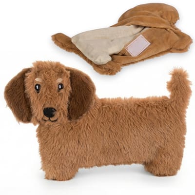 Dailygoody - Warmtekom Dackel - Warmtekussen - Zacht & kalmerend - 22x15 cm - Magnetronbestendig - Knuffelzachte metgezel - Voor ontspanning