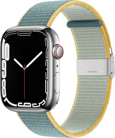 By Qubix - Geschikt voor Apple Watch bandje - Nylon bandje met klemsluiting - Teal - Geschikt voor Apple Watch 38mm / 40mm / 41mm / 42mm - nylon - bandje iWatch
