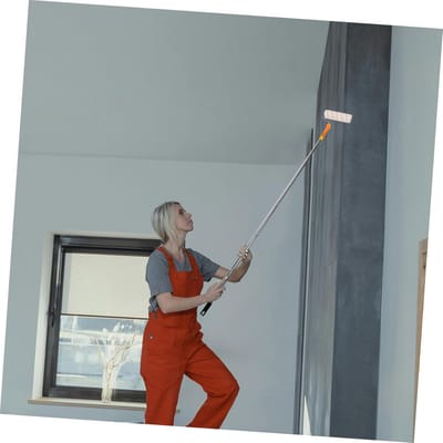 Verfrollerstok Uitschuifbaar - Telescopische Verfpaal - Schilderen Hoge Muren - Roestvrij Staal - 120cm Lengte - Zilver