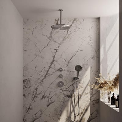 Brauer Brushed Carving Thermostatische Regendoucheset Inbouw - Hoofddouche 30 cm - Handdouche 3 Standen - Doucheslang - Wandaansluitbocht - Rvs