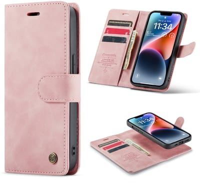 Casemania Hoesje Geschikt voor Apple iPhone 16e - Pale Pink - 2 in 1 Magnetic Book Case