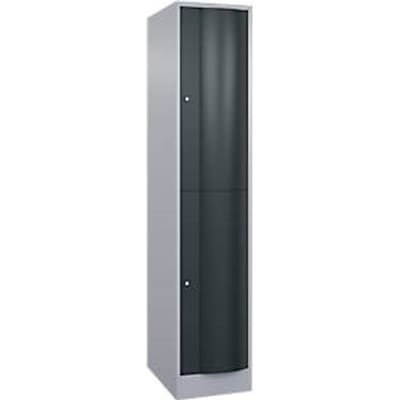C+P Garderobekast Resisto, 1 vak, 2 vakken, B 396 x D 640 x H 1950 mm, blank aluminium/antracietgrijs