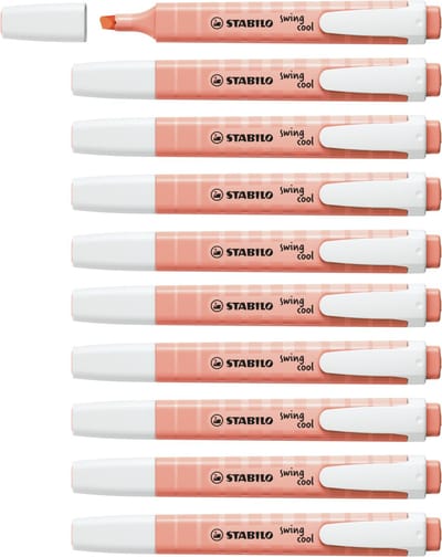 STABILO swing cool - Markeerstift - Perfect Voor Onderweg - Pastel - Cremig Perzik - Doos 10 stuks